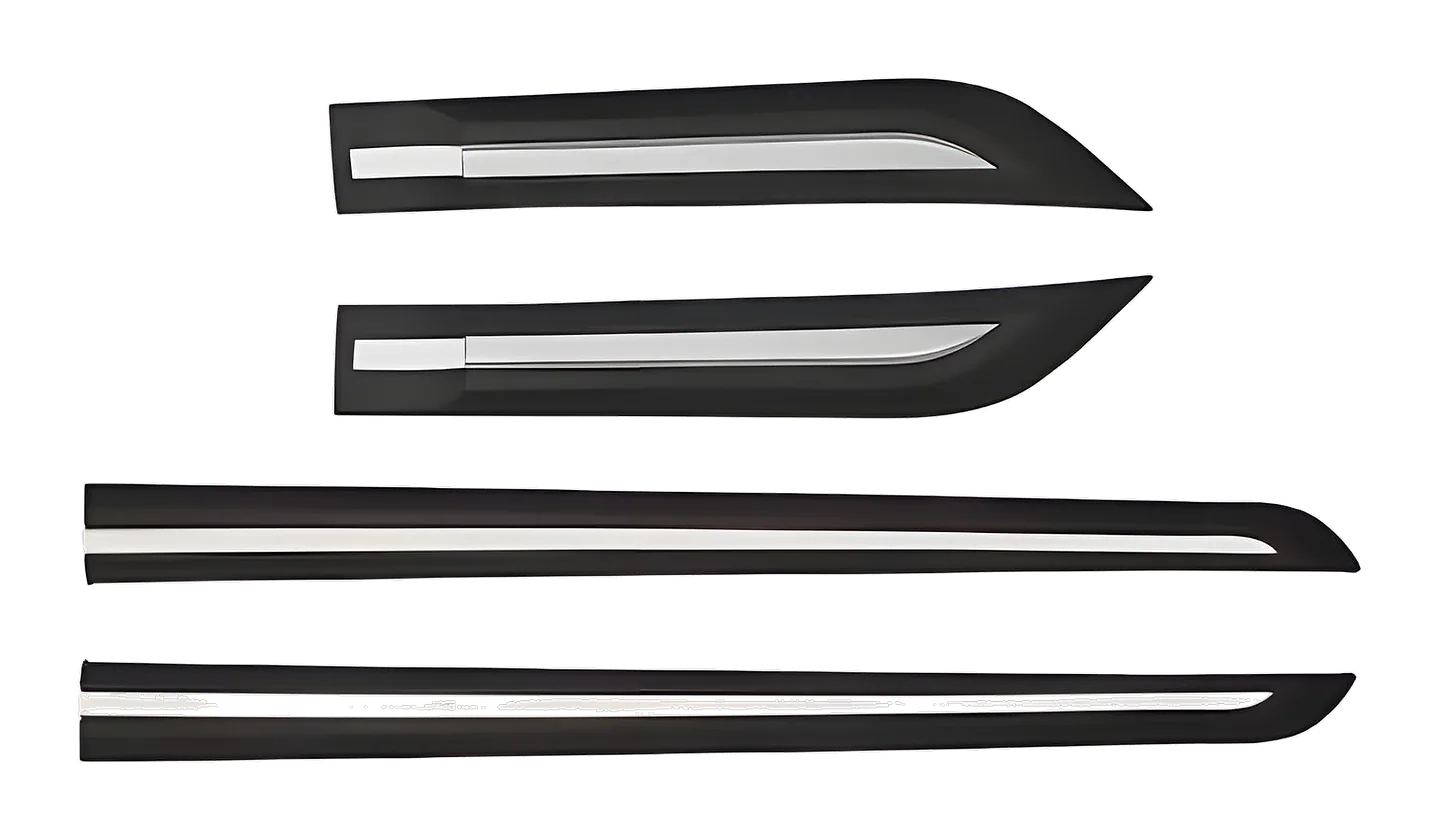 Set of black body side mouldings with a chrome line